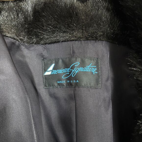 Vtg American Signature Faux Fur Coat Womens XL Black Luxury Mob Wife Timeless - Picture 5 of 8